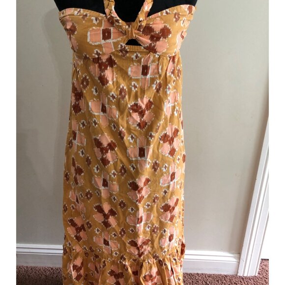 Aerie Yellow & Orange Patterned Maxi Dress With Braided Halter Neck Size XXS NWT - Picture 5 of 13
